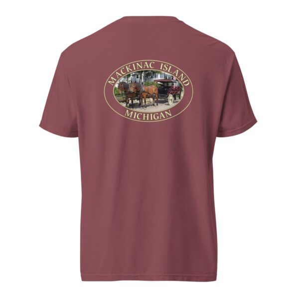 Mackinac Island T-Shirt - Horse and Carriage West Bluff Graphic on Comfort Colors Heavyweight (Back print, transparent graphic) - Image 5