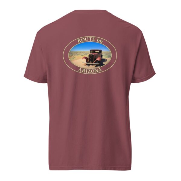 Route 66 Arizona T-Shirt - Antique Car Graphic on Comfort Colors Heavyweight (Back Print, Transparent Graphic) - Image 5