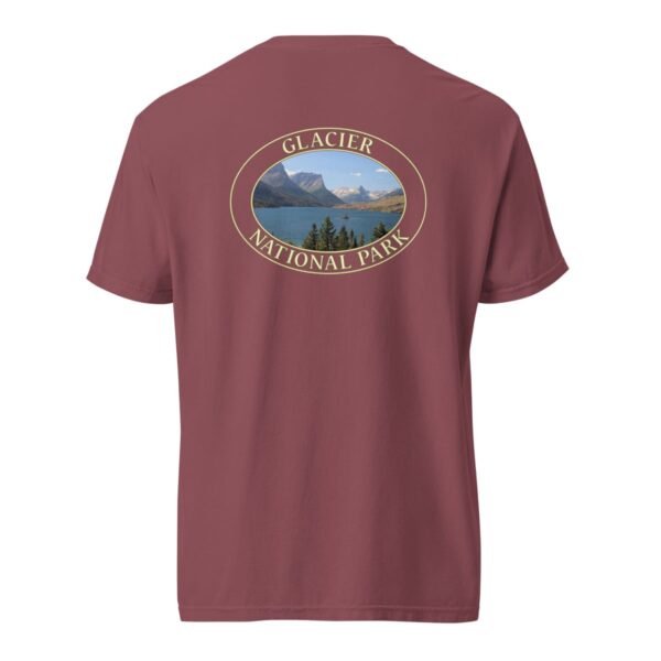 Glacier National Park T-Shirt - Saint Mary Lake Graphic on Comfort Colors Heavyweight (Back print, transparent graphic) - Image 5