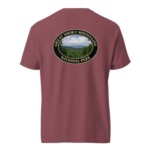 Great Smoky Mountains National Park T-Shirt - Scenic Tennessee Landscape on Comfort Colors Heavyweight Tee (Back print, black graphic) - Image 5