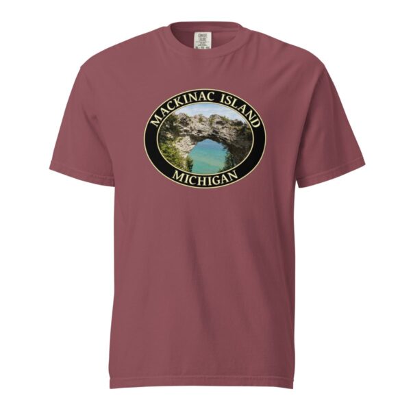 Mackinac Island T-Shirt - Arch Rock Graphic on Comfort Colors Heavyweight (Front print, black graphic) - Image 4