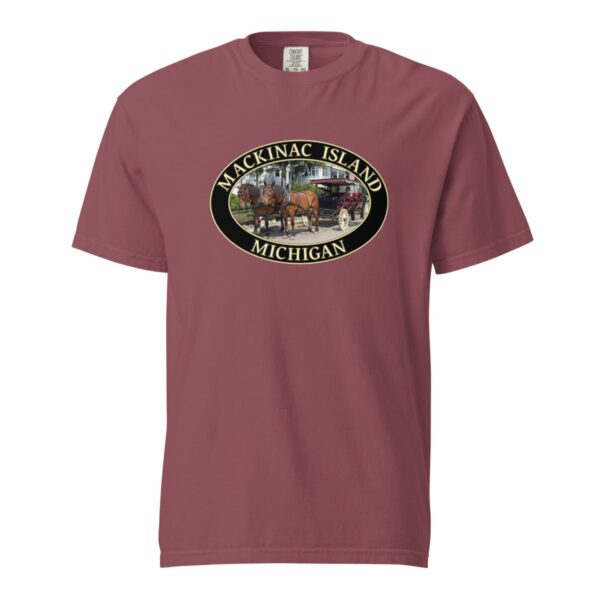 Mackinac Island T-Shirt - Horse and Carriage West Bluff Graphic on Comfort Colors Heavyweight (Front print, black graphic) - Image 4