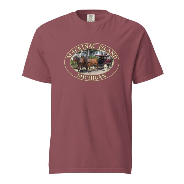 Mackinac Island T-Shirt - Horse and Carriage West Bluff Graphic on Comfort Colors Heavyweight (Front print, transparent graphic) - Image 4