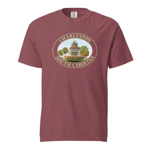 Charleston T-Shirt - Pineapple Fountain Graphic on Comfort Colors Heavyweight (Front print, transparent graphic) - Image 4