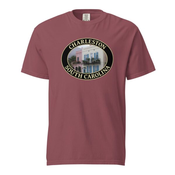 Charleston T-Shirt - Rainbow Row Homes Graphic on Comfort Colors Heavyweight (Front print, black graphic) - Image 4