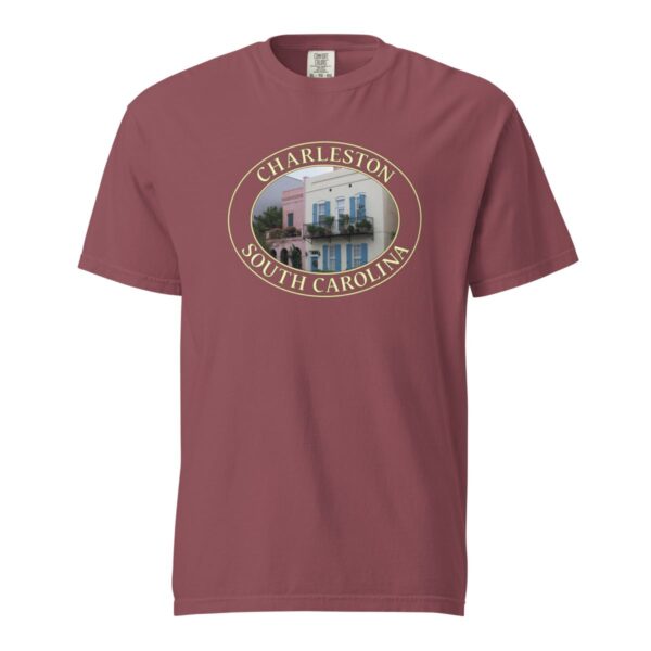 Charleston T-Shirt - Rainbow Row Homes Graphic on Comfort Colors Heavyweight (Front print, transparent graphic) - Image 4