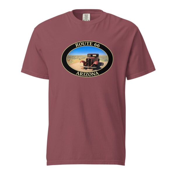 Route 66 Arizona T-Shirt - Antique Car Graphic on Comfort Colors Heavyweight (Front Print, Black Graphic) - Image 4