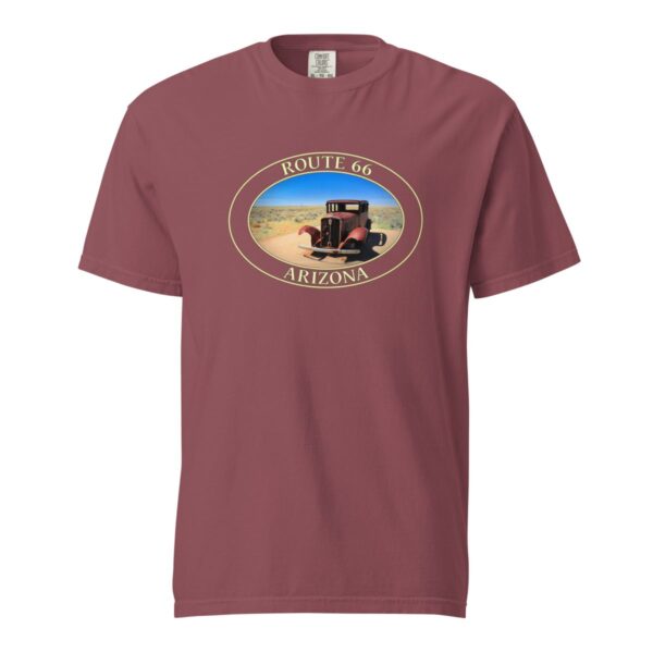 Route 66 Arizona T-Shirt - Antique Car Graphic on Comfort Colors Heavyweight (Front Print, Transparent Graphic) - Image 4