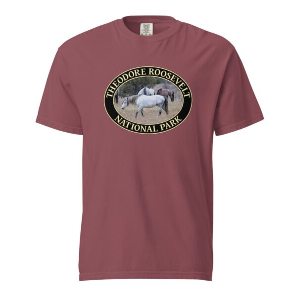 Theodore Roosevelt National Park T-Shirt - Wild Horses Graphic on Comfort Colors Heavyweight (Front print, black graphic) - Image 4