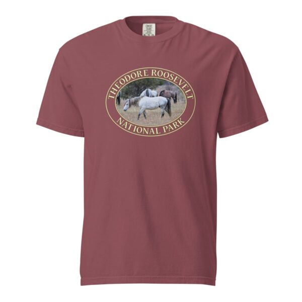 Theodore Roosevelt National Park T-Shirt - Wild Horses Graphic on Comfort Colors Heavyweight (Front print, transparent graphic) - Image 4