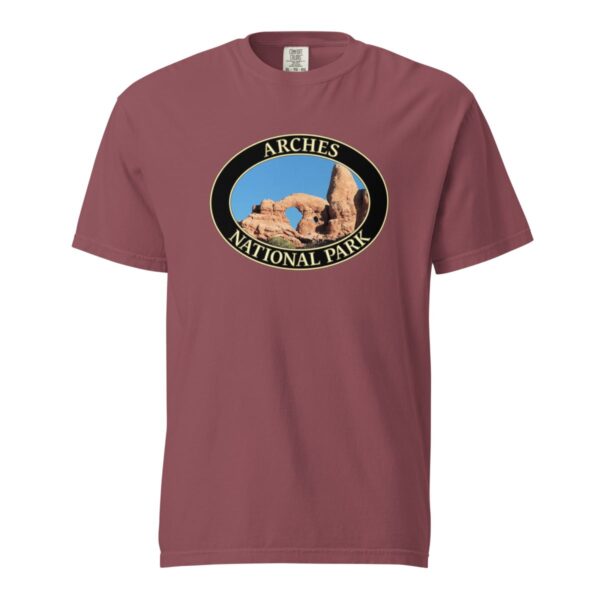 Turret Arch Arches National Park T-Shirt – Iconic Desert Arch Comfort Colors Tee (Front print, black graphic) - Image 4