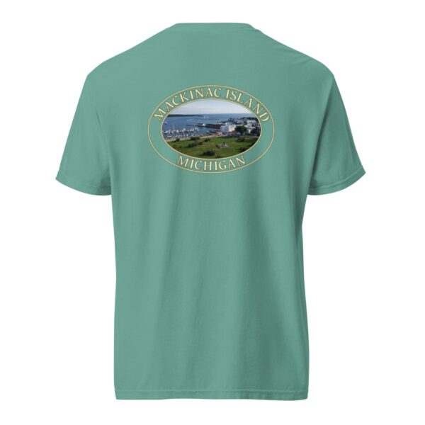 Mackinac Island T-Shirt - Harbor and Downtown Graphic on Comfort Colors Heavyweight (Back print, transparent graphic) - Image 6