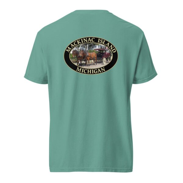 Mackinac Island T-Shirt - Horse and Carriage West Bluff Graphic on Comfort Colors Heavyweight (Back print, black graphic) - Image 6