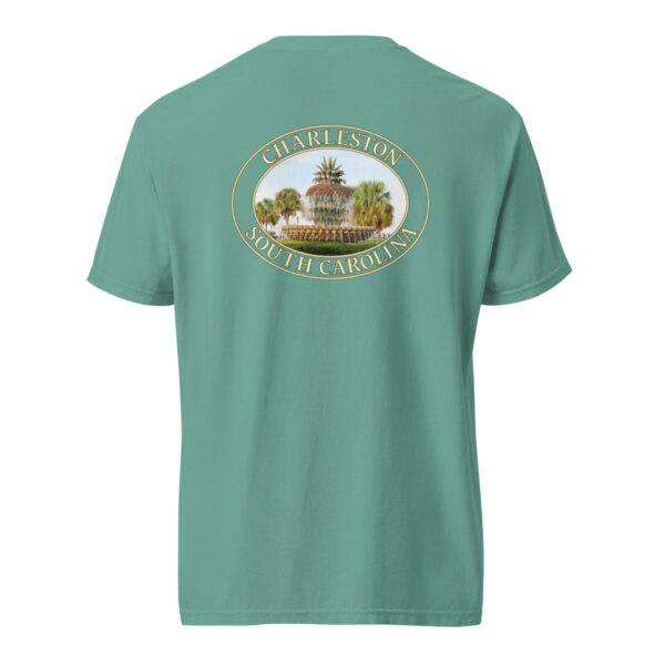 Charleston T-Shirt - Pineapple Fountain Graphic on Comfort Colors Heavyweight (Back print, transparent graphic) - Image 6