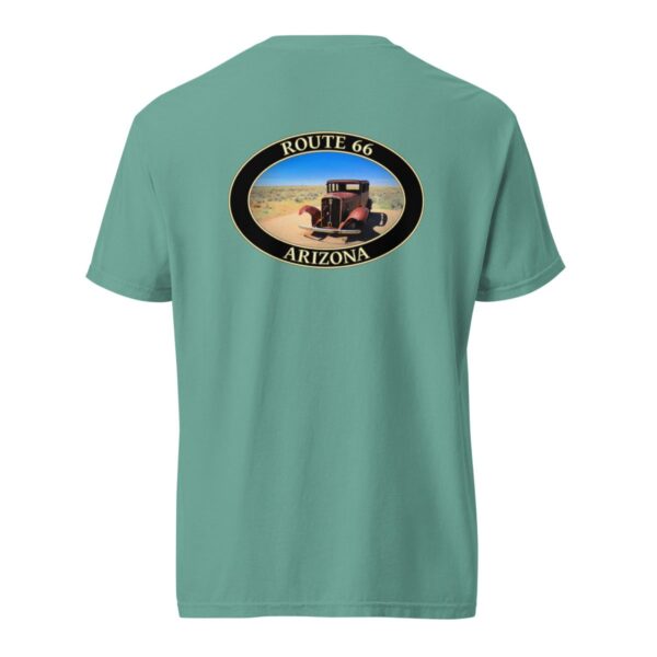 Route 66 Arizona T-Shirt - Antique Car Graphic on Comfort Colors Heavyweight (Back Print, Black Graphic) - Image 6