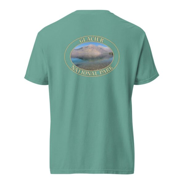 Glacier National Park T-Shirt - Lake McDonald Graphic on Comfort Colors Heavyweight (Back print, transparent graphic) - Image 6