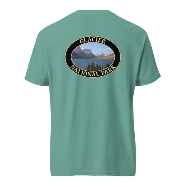 Glacier National Park T-Shirt - Saint Mary Lake Graphic on Comfort Colors Heavyweight (Back print, black graphic) - Image 6