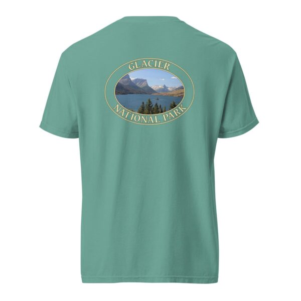 Glacier National Park T-Shirt - Saint Mary Lake Graphic on Comfort Colors Heavyweight (Back print, transparent graphic) - Image 6