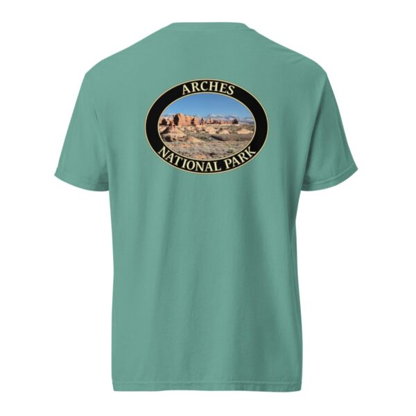 The Windows Arches National Park T-Shirt – Scenic Desert Arch Vista Comfort Colors Tee (Back print, black graphic) - Image 6