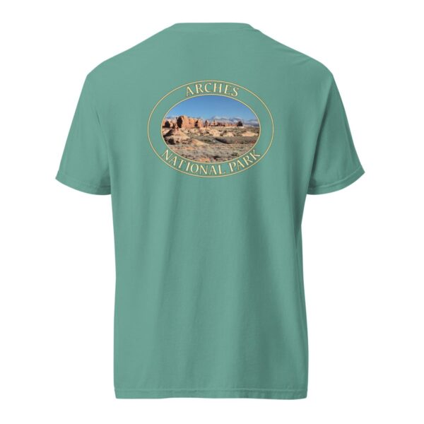 The Windows Arches National Park T-Shirt – Scenic Desert Arch Vista Comfort Colors Tee (Back print, transparent graphic) - Image 6