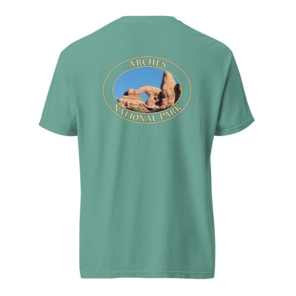 Turret Arch Arches National Park T-Shirt – Iconic Desert Arch Comfort Colors Tee (Back print, transparent graphic) - Image 6