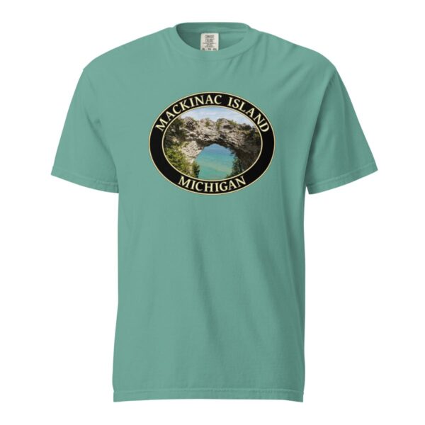 Mackinac Island T-Shirt - Arch Rock Graphic on Comfort Colors Heavyweight (Front print, black graphic) - Image 5