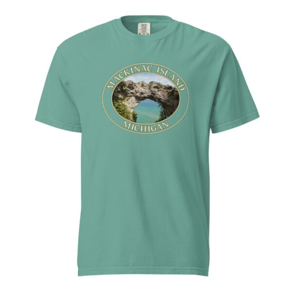 Mackinac Island T-Shirt - Arch Rock Graphic on Comfort Colors Heavyweight (Front print, transparent graphic) - Image 5