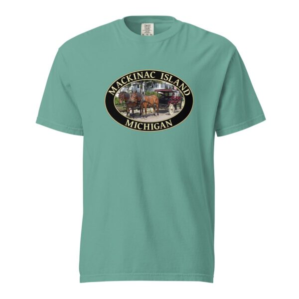 Mackinac Island T-Shirt - Horse and Carriage West Bluff Graphic on Comfort Colors Heavyweight (Front print, black graphic) - Image 5