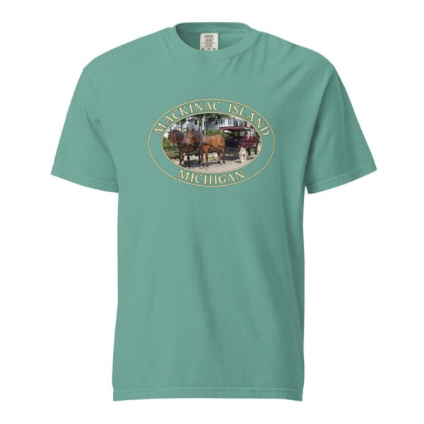 Mackinac Island T-Shirt - Horse and Carriage West Bluff Graphic on Comfort Colors Heavyweight (Front print, transparent graphic) - Image 5