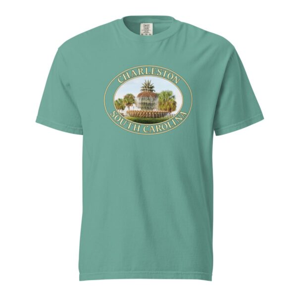 Charleston T-Shirt - Pineapple Fountain Graphic on Comfort Colors Heavyweight (Front print, transparent graphic) - Image 5