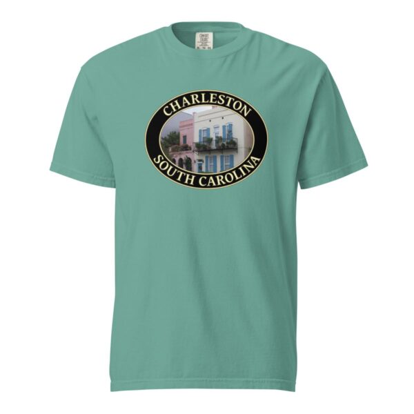 Charleston T-Shirt - Rainbow Row Homes Graphic on Comfort Colors Heavyweight (Front print, black graphic) - Image 5