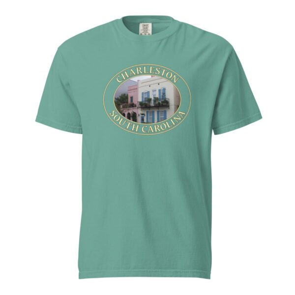 Charleston T-Shirt - Rainbow Row Homes Graphic on Comfort Colors Heavyweight (Front print, transparent graphic) - Image 5