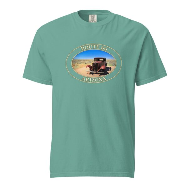 Route 66 Arizona T-Shirt - Antique Car Graphic on Comfort Colors Heavyweight (Front Print, Transparent Graphic) - Image 5