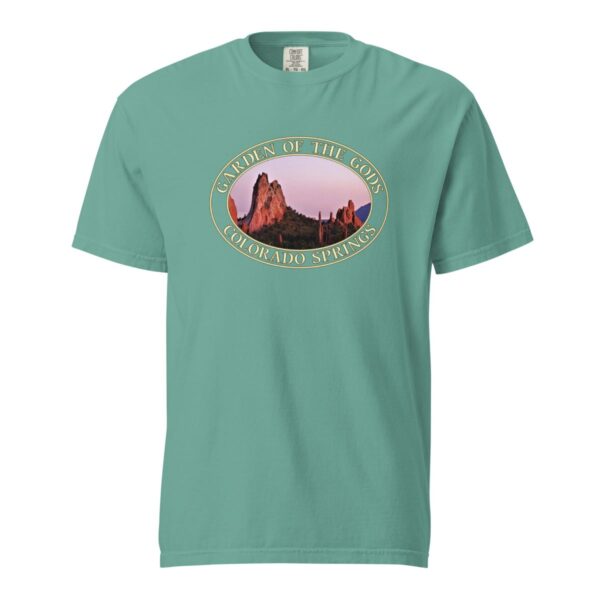 Garden of the Gods T-Shirt - Sunset Colorado Springs Graphic on Comfort Colors Heavyweight (Front print, transparent graphic) - Image 5