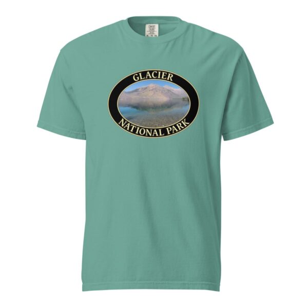 Glacier National Park T-Shirt - Lake McDonald Graphic on Comfort Colors Heavyweight (Front print, black graphic) - Image 5