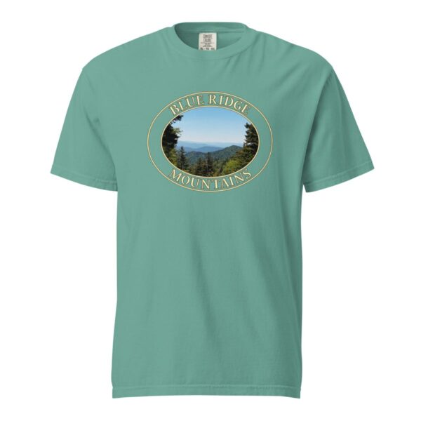 Blue Ridge Mountains T-Shirt - North Carolina Scenic View Graphic on Comfort Colors Heavyweight (Front print, transparent graphic) - Image 5