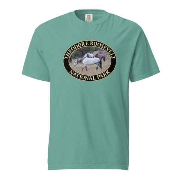 Theodore Roosevelt National Park T-Shirt - Wild Horses Graphic on Comfort Colors Heavyweight (Front print, black graphic) - Image 5