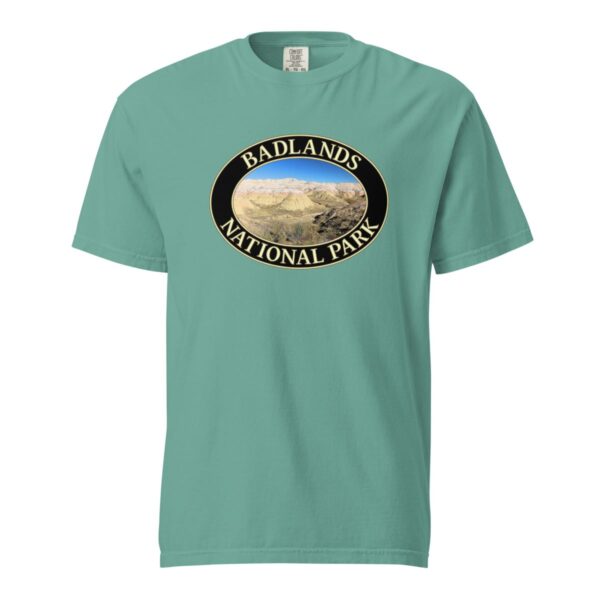 Yellow Mounds at Badlands National Park T-Shirt - Scenic Landscape on Comfort Colors Heavyweight Tee (Front print, black graphic) - Image 5