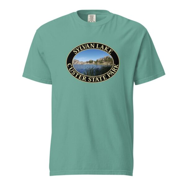 Sylvan Lake at Custer State Park T-Shirt - Scenic Landscape on Comfort Colors Heavyweight Tee (Front print, black graphic) - Image 5