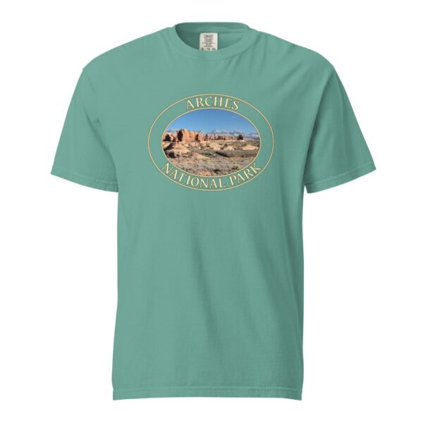 The Windows Arches National Park T-Shirt – Scenic Desert Arch Vista Comfort Colors Tee (Front print, transparent graphic) - Image 5