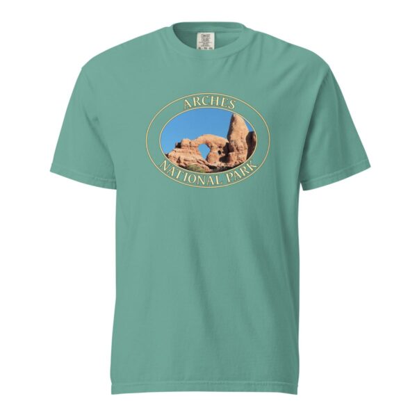 Turret Arch Arches National Park T-Shirt – Iconic Desert Arch Comfort Colors Tee (Front print, transparent graphic) - Image 5