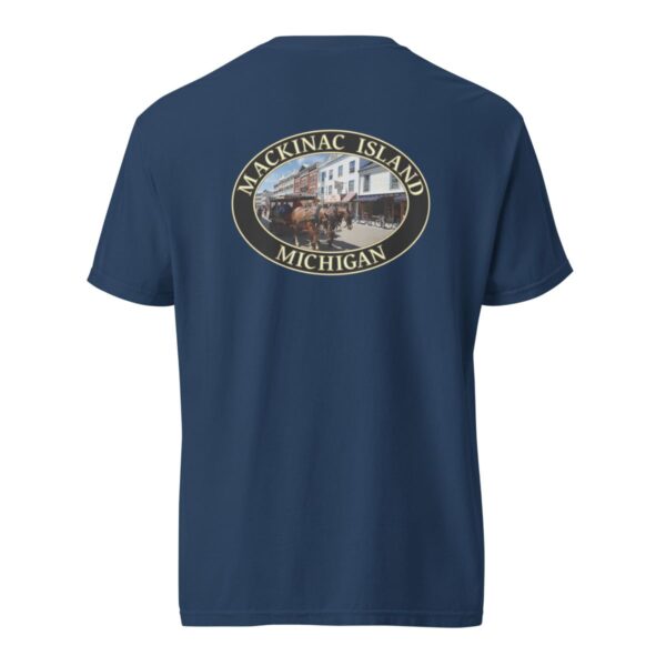 Mackinac Island T-Shirt - Downtown Horse and Carriage Graphic on Comfort Colors Heavyweight (Back print, black graphic) - Image 7