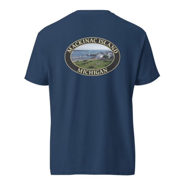 Mackinac Island T-Shirt - Harbor and Downtown Graphic on Comfort Colors Heavyweight (Back print, black graphic) - Image 7