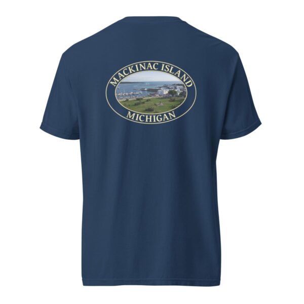 Mackinac Island T-Shirt - Harbor and Downtown Graphic on Comfort Colors Heavyweight (Back print, transparent graphic) - Image 7