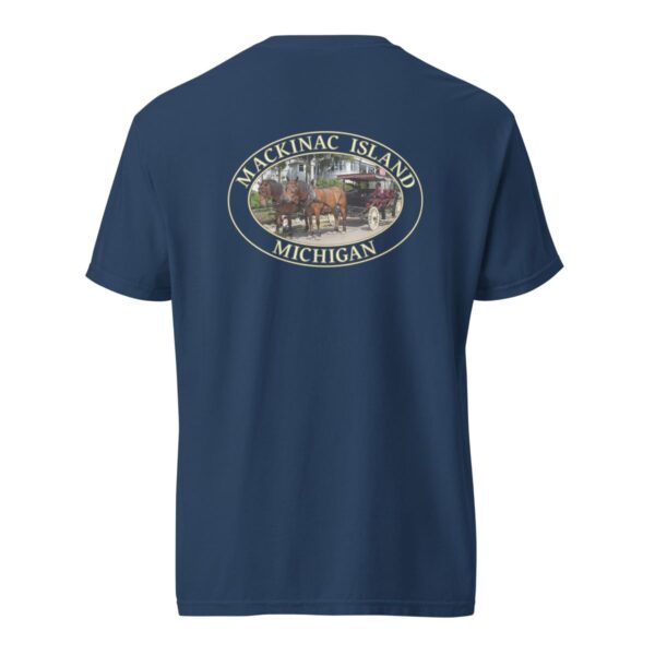 Mackinac Island T-Shirt - Horse and Carriage West Bluff Graphic on Comfort Colors Heavyweight (Back print, transparent graphic) - Image 7