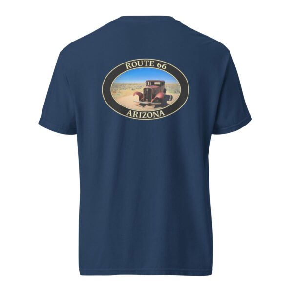 Route 66 Arizona T-Shirt - Antique Car Graphic on Comfort Colors Heavyweight (Back Print, Black Graphic) - Image 7