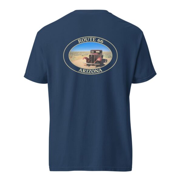 Route 66 Arizona T-Shirt - Antique Car Graphic on Comfort Colors Heavyweight (Back Print, Transparent Graphic) - Image 7