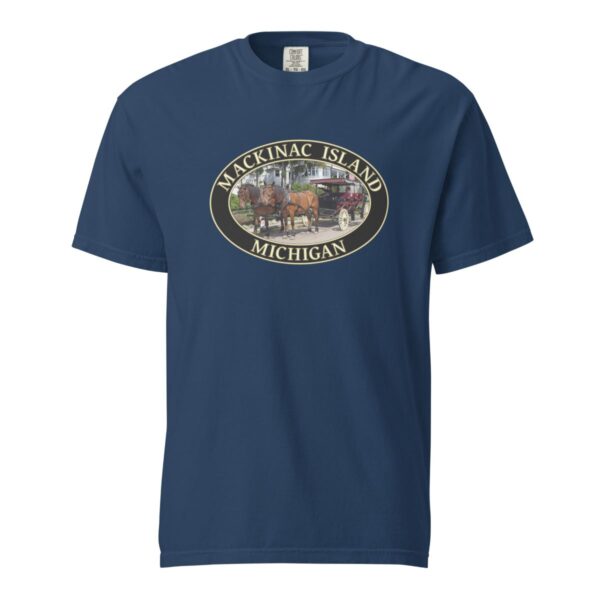 Mackinac Island T-Shirt - Horse and Carriage West Bluff Graphic on Comfort Colors Heavyweight (Front print, black graphic) - Image 6