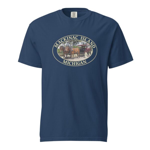 Mackinac Island T-Shirt - Horse and Carriage West Bluff Graphic on Comfort Colors Heavyweight (Front print, transparent graphic) - Image 6