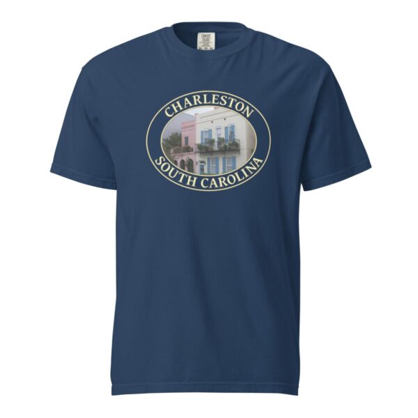 Charleston T-Shirt - Rainbow Row Homes Graphic on Comfort Colors Heavyweight (Front print, transparent graphic) - Image 6